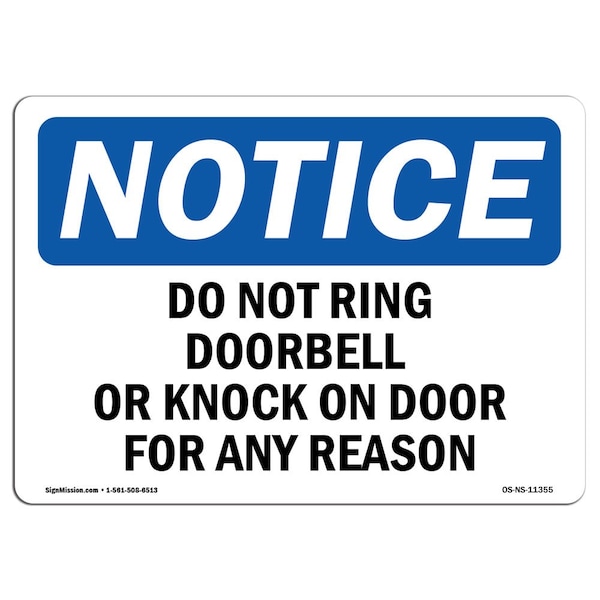 Signmission OSHA Sign, 3.5" H, 5" W, Do Not Ring Doorbell Or Knock On Door For Sign, Landscape, 10PK OS-NS-D-35-L-11355-10PK - main